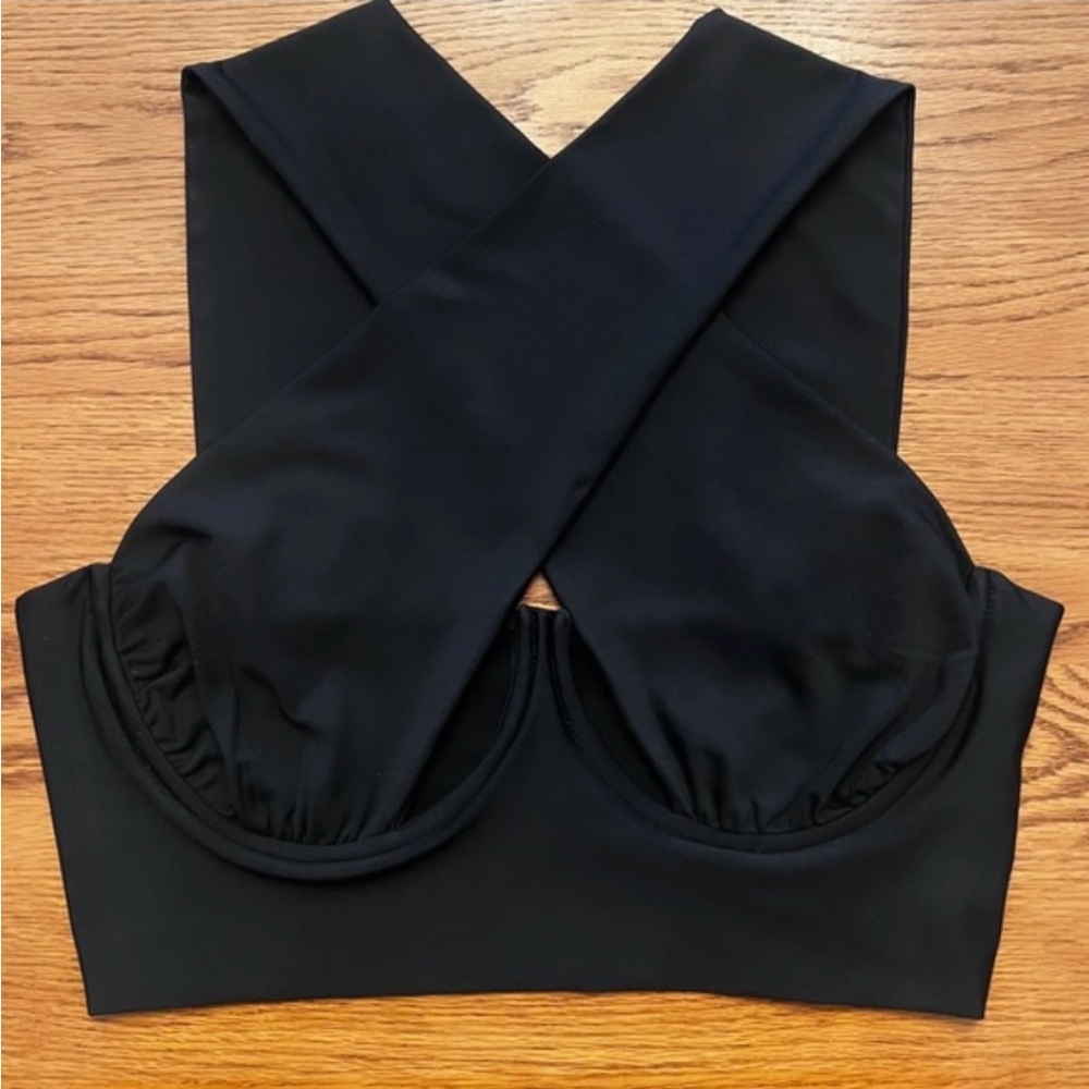 Black Cross-Front or Back Crop Top